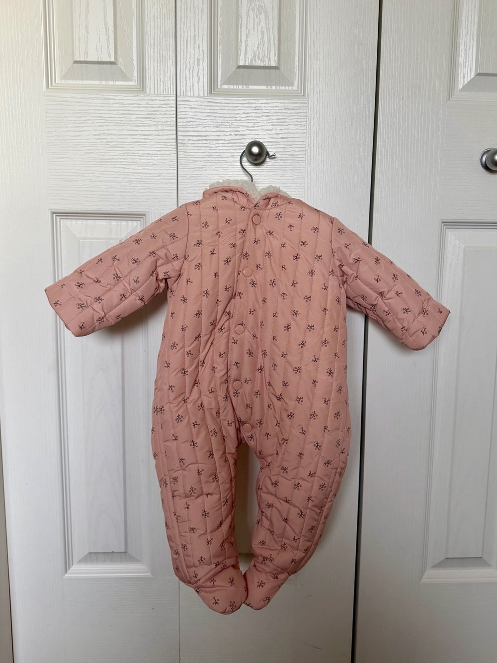 Zara Light Pink Quilted Floral Footed One-Piece